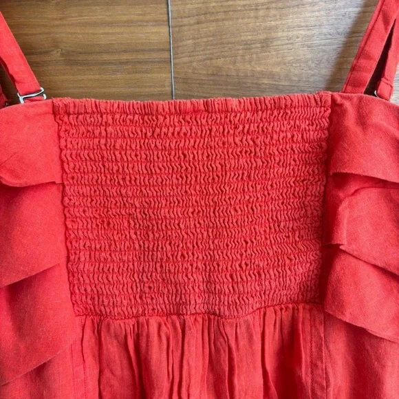 NWT By Anthropologie Linen Short Romper Bright Red, Size S - Picture 14 of 15